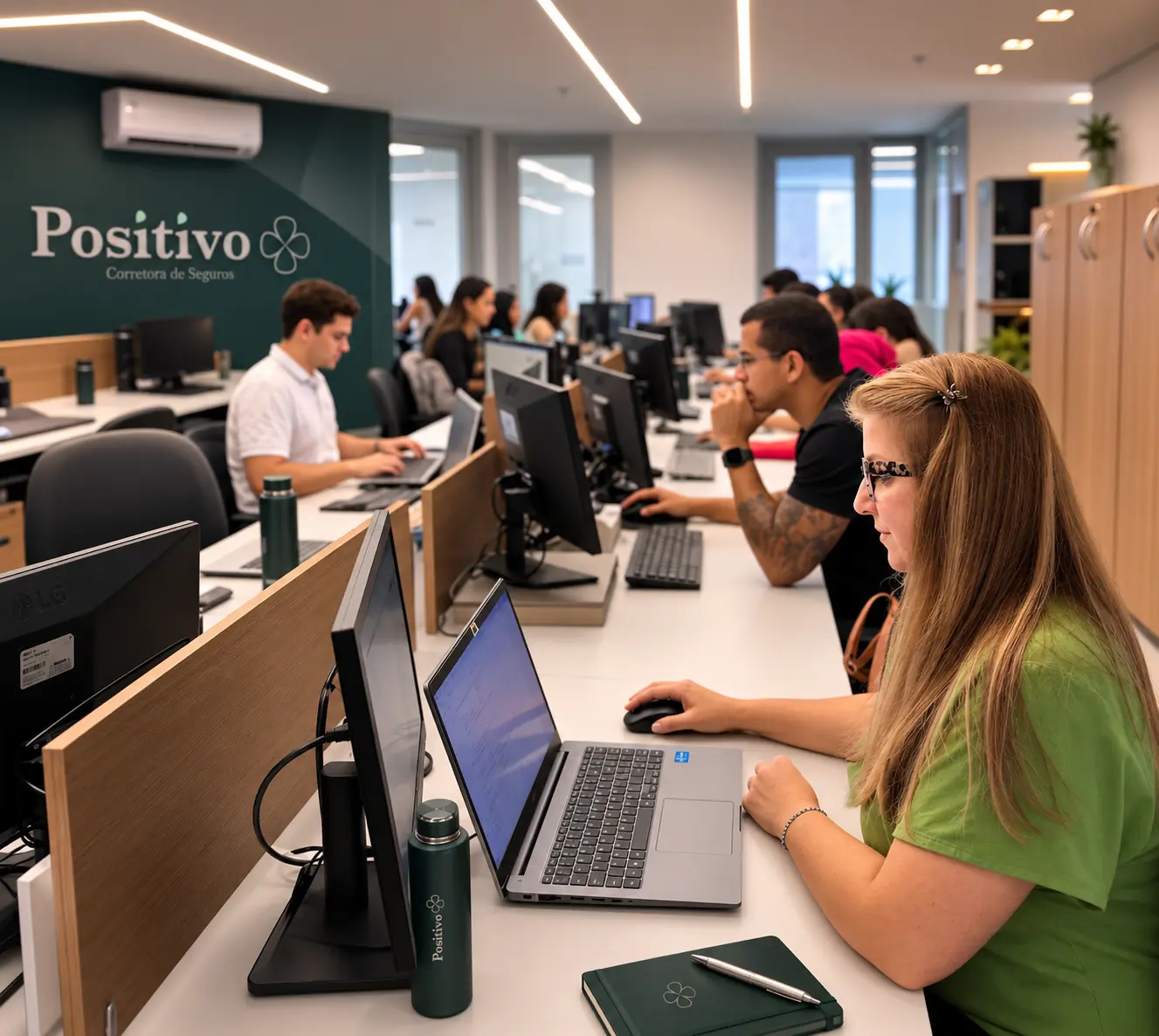 Equipe da Positivo trabalhando no escritório em Belo Horizonte