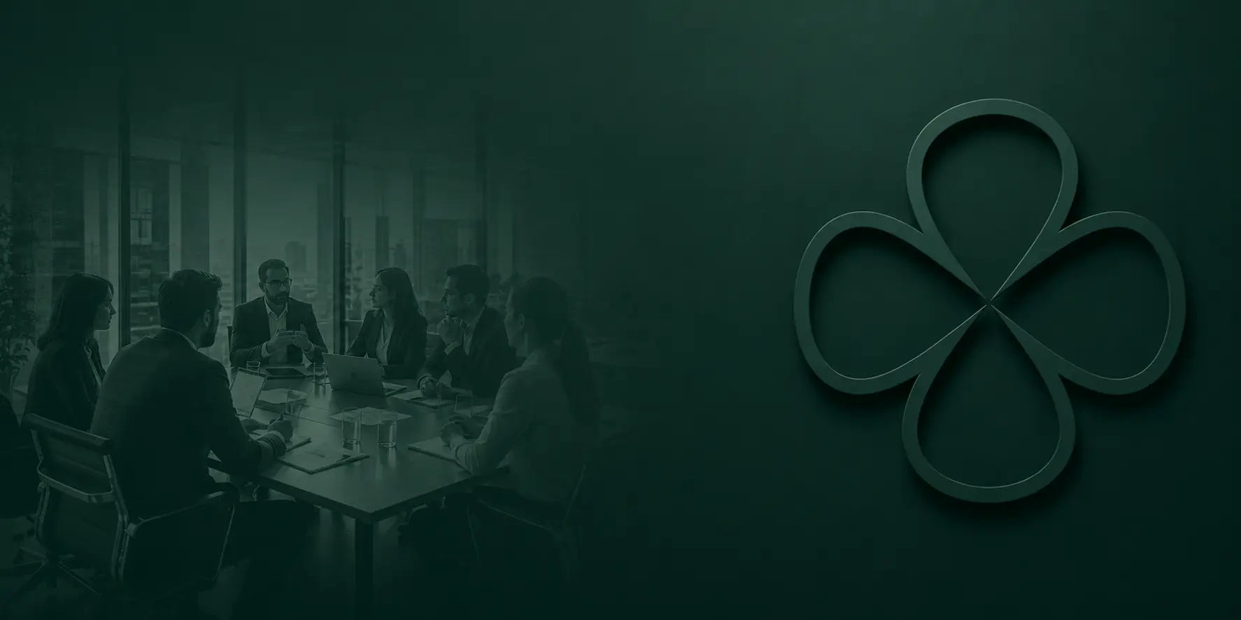 Reunião empresarial e o trevo da Positivo em relevo